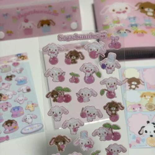Sugarbunnies Cartoon Cherry Tea Party Felt Stickers Strawber