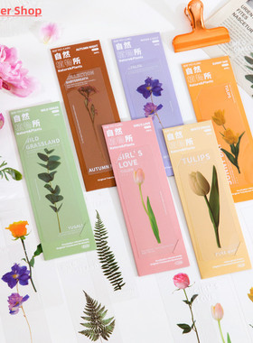 5 pcs/set Natural Plant flower leaves Series Bookmark PVC Re
