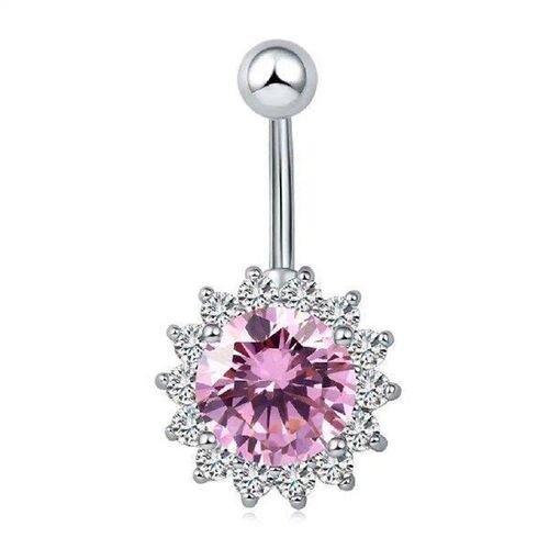 Sunflower Zircon Navel Belly Button Rings Copper Barbells