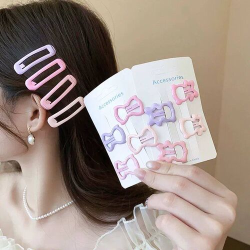 4pcs/set Cute Colorful Geometric  Hair Clips for Women Candy