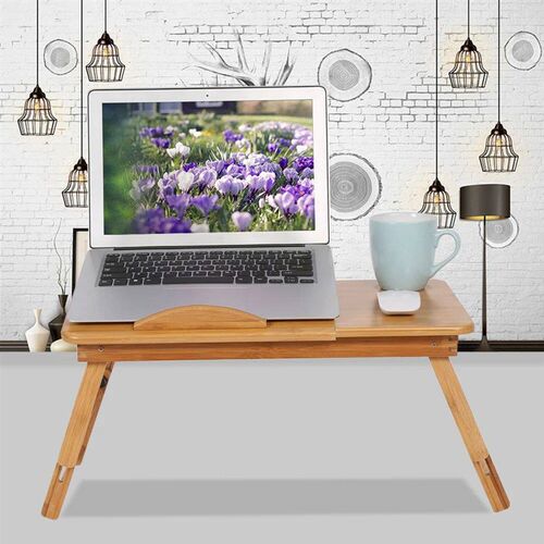 Bed Desk Adjustable Bamboo Rack Shelf Dormitory Bed Lap Desk