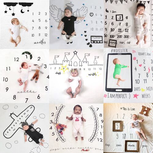 Newborn baby Monthly Growth Milestone Blanket Photography Ac