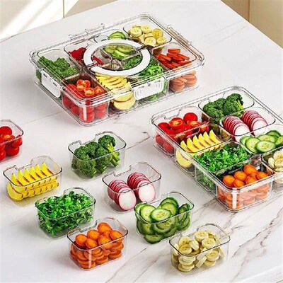 8 Separated Seasoning Box Fresh-keeping Transparent Snack