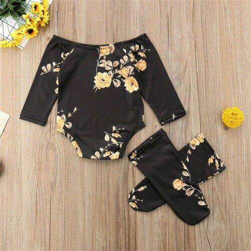 0-24M Baby Girls 3pcs Set Newborn Baby Girl Off Shoulder Flo
