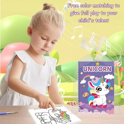 English Kids Watercolor Coloring Drawing Book,Built-in Pain