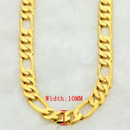 Pure Gold Color Men Chain Necklace Jewelry,Plated 24k Gold 1