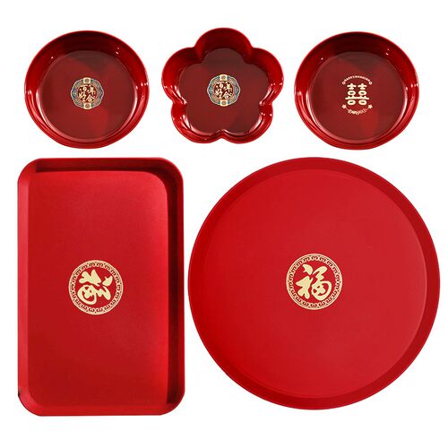 Wedding Fruit Tray Housewarming Red Plastic Chinese Style We