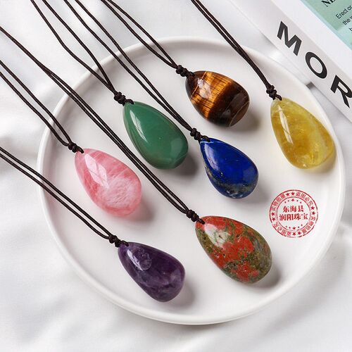 Natural Crystal Raw Stone Polished Drop-Shaped Polished Pend