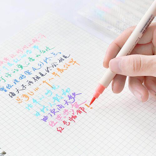 10 Color Fabricolor Write Brush Pen Calligraphy Paint Marker