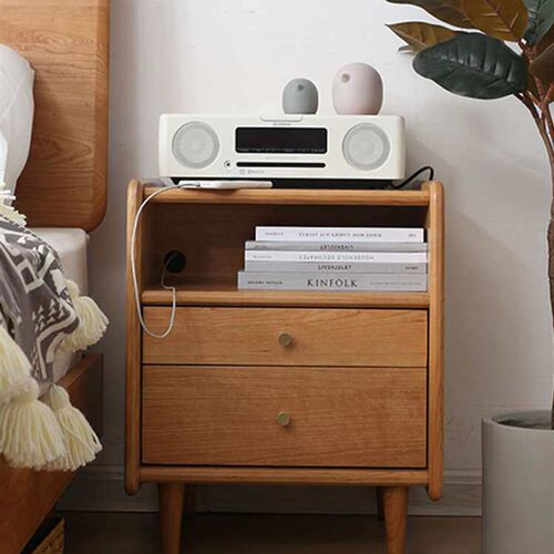 Cherry Wood Full Solid Wood Bedside Table Nordic Bedroom Sto