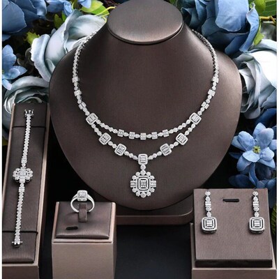 New Arrival 3A Zirconia Flower Pendant Dubai Bridal Full 4 P