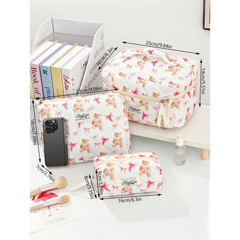 Cute Small ear PatternMakeup ag Set Quilted Cosmetic ag Aest