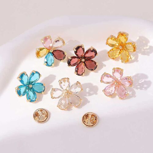 imitatoon Crystal Flower Brooch Girls Personalized Pin Coll