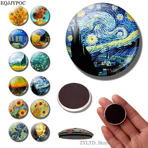 Van Gogh Art Fridge Magnet 30MM Starry Night Refrigerator Ma