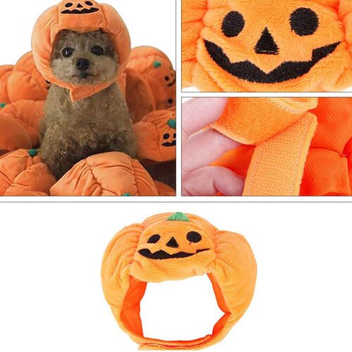 1PC Pet Halloween Pumpkin Hat Teddy Dress up Headdress Cat