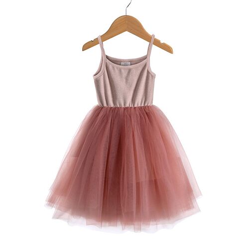 Summer Cute Girls Sequined Princess Dress Kids Sleeveless Tu
