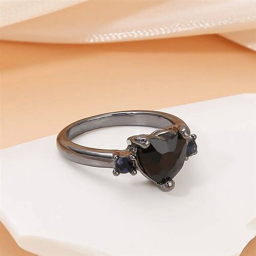 Vintage Black Woman Rings Love Heart Charm Finger Ring Inlai