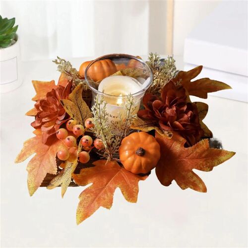 Candle Ring Decor Gifts Artificial Wreath for Dining Room Fa