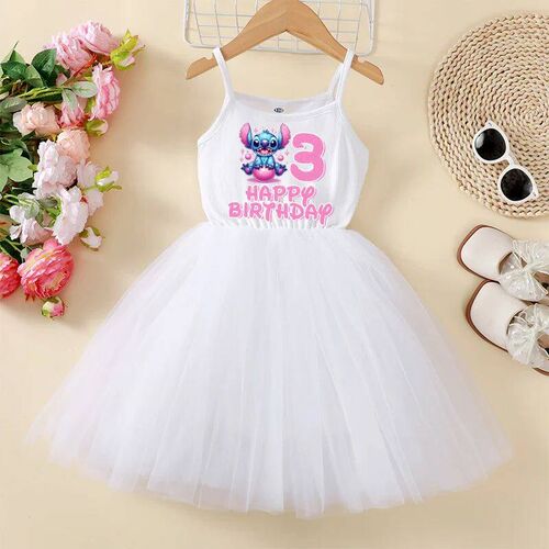 Stitch  Dress Birthday Number 1-9 Baby Girls Tulle Skirt Par