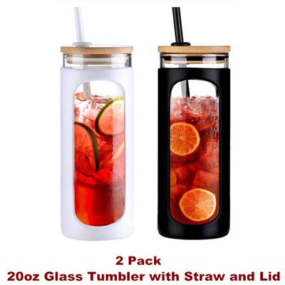 Glass Tumbler Reusable Iced Coffee Smoothie Cups Drinking