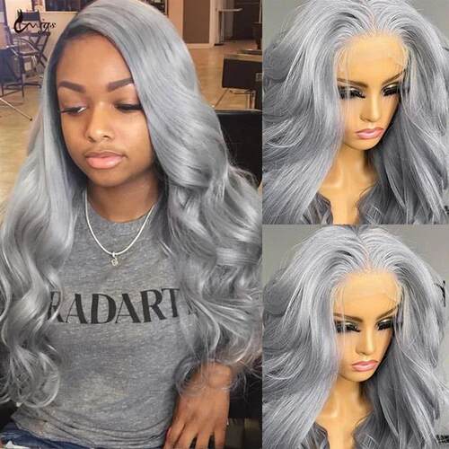 30inch Silver Gray 13x4 Lace Front Wigs Human Hair Body Wave