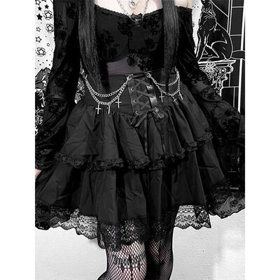 AltGoth Halloween Dark Gothic Skirt Women Vintage Sreetwear