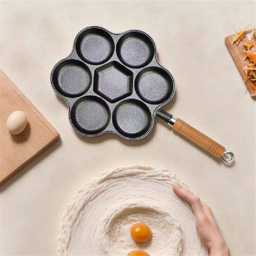 5-Cup Cast Iron Egg Frying Pan Non Stick Egg Cooker
