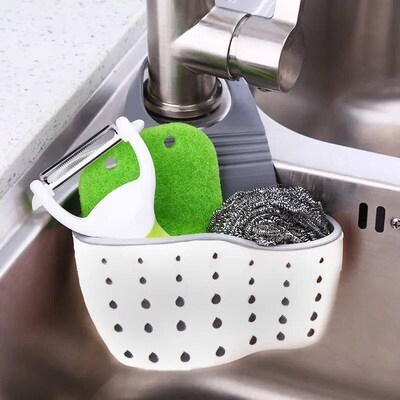 1pc Double Sink Draining Hanging Bag Adjustable Press Faucet