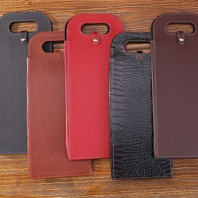 Red wine leather box single gift box tote bag wine packagin