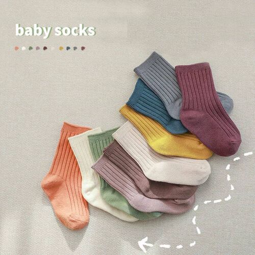 5Pairs/lot Baby Socks for Kids Girls Boy Cotton Stripe Solid