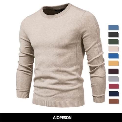 2024 New Winter Thickness Pullover Men O-neck Solid Color Lo