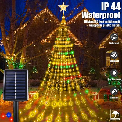 Solar Christmas Decoration Star String Lights 2/8 Modes Wate