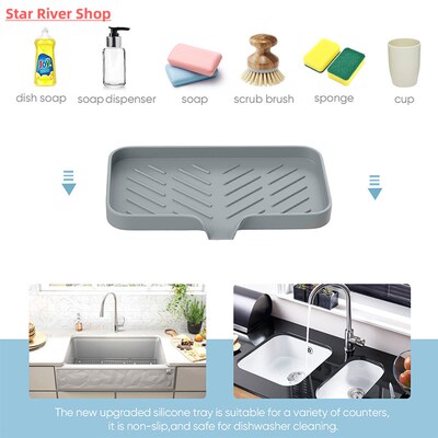 Kitchen Silicone Soap Holder Sink Tray Sponge Tray Bathroom