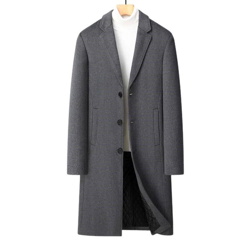 Winter Men Coat Wool Thicken Warm Casual Male Trench Coat Bu