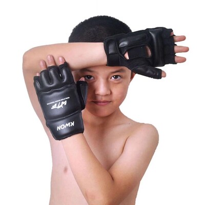 New.New Leather Half Finger Kids Children Karate Boxing Glov