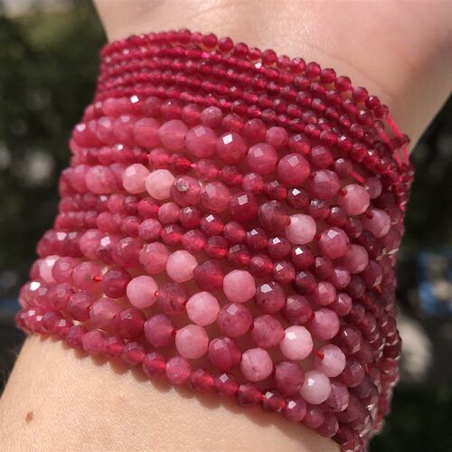 A+ Natural Rubys Stone Beads Micro Faceted Small Red Crystal