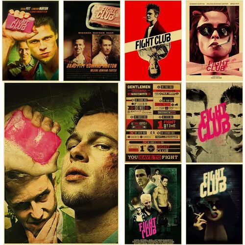 Retro Movie Posters Film Fight Club Kraft Paper Prints Rules