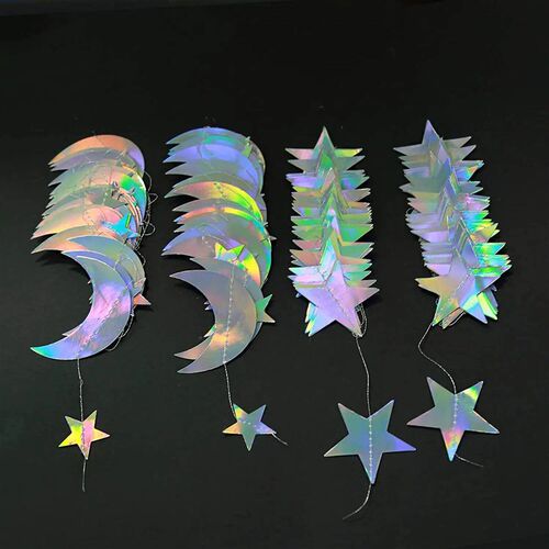 Laser Mirror Paper Star Dot Garland for Wedding Kids 1st Bir