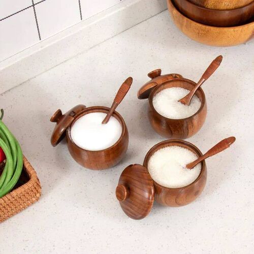 1 Natural Wooden Tableware Spice Tank Kitchen Utensils Seaso