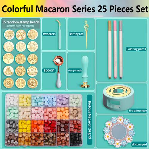 Wax Seal Stamp Set Kit Sealing Wax Storage Box Seal Furnace