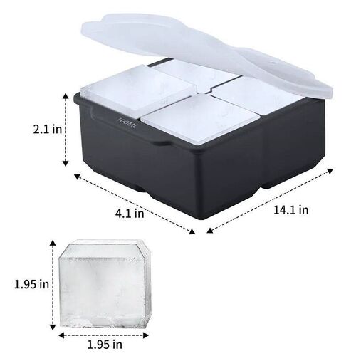 Silicone Large Ice Molds 2 Inch Big Ice Cube Trays with Remo