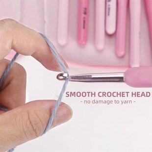 QJH Crochet Set - 10 Pcs, Ergonomic Crochet Hooks with Prote