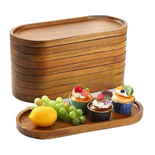 Tableware Solid Wood Food Tray Round Rectangle Dessert Plate