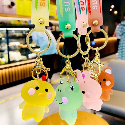 Cartoon Crystal Bear Key Chain Transparent Keyfob Cute Frog