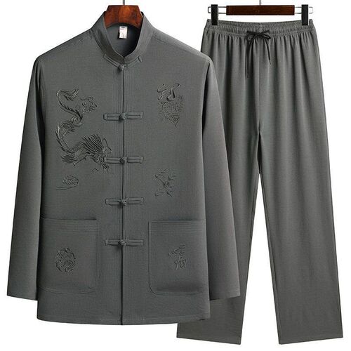 Tang Suit Mens Middle-aged and Elderly Autumn Long-sleeved