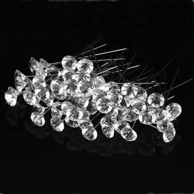 1Box 50/100Pcs Alloy Pins Transparent Diamond Pin DIY Weddin