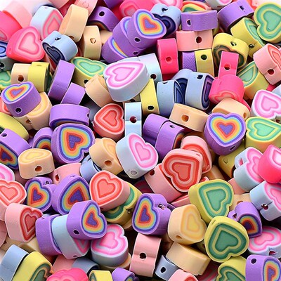3050pcs Colorful Melaleuca Heart Shape Clay Beads Polymer C