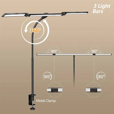 3-head Eye Caring Architect Lamp with Clamp Computer Monitor