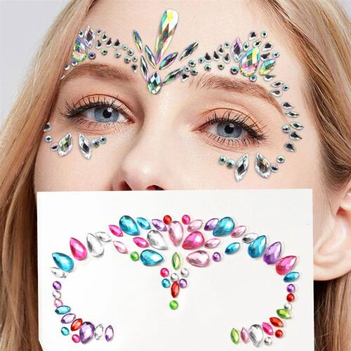 3D Rhinestone Face Tattoo ers For Festival Glitter Makeup Je