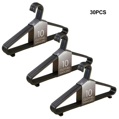 30PCS Dry Clothes Hanging Rack Black Adult Clothing Hanger P